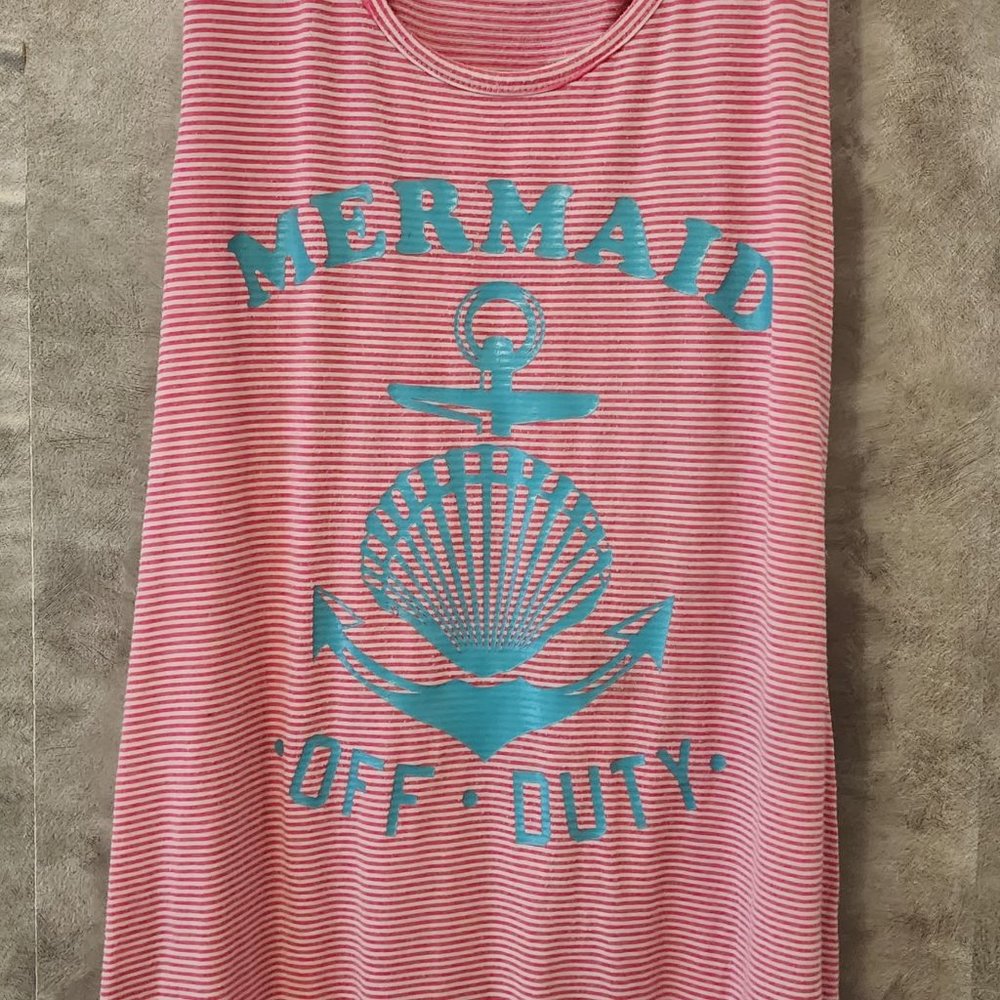 OP Swimsuit Cover Up Dress Pink Striped Sleeveless Mermaid  Juniors Women